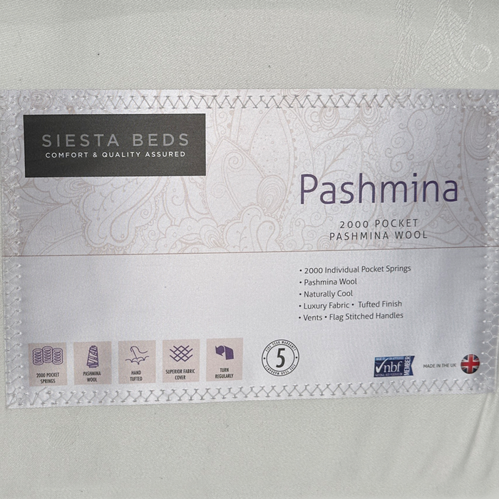 Siesta Pashmina Wool 2000 Mattress Single Size