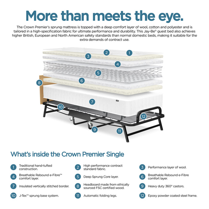 Jaybe Crown Premier Folding Bed Single Size