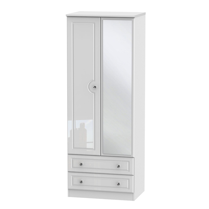 Welcome Furniture Balmoral Tall 2'6 2 Drawer Mirror Wardrobe